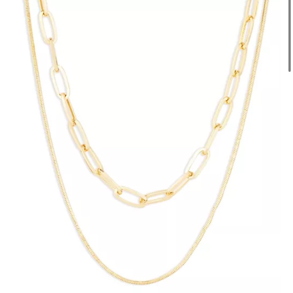 Double Chain Necklace in 14K Gold Over Sterling Silver, 14"